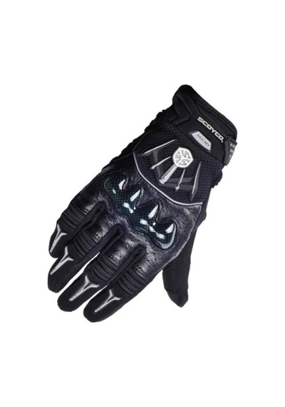 Ebakbak Motosiklet Eldiveni Carbon Korumalı Deri Ve Cordura Kumaş Sertifikalı Motor Eldiven Siyah