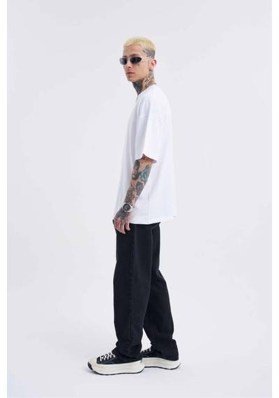 Beyaz Basic Pamuklu Oversize Tshirt Beyaz