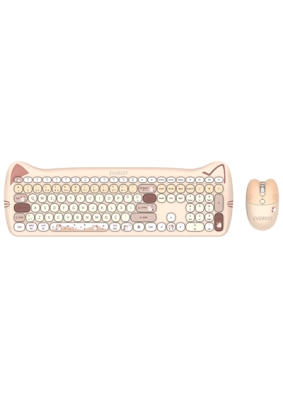 Everest KM-6283 Catty Wireless - Bluetooth Kablosuz Ultra Sessiz Özel Tasarımlı Q Klavye & Mouse + Mouse Pad Set