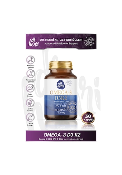 Dr. Henri Balık Yağı İçeren Omega-3 D3 & K2 Vitamin Takviye Edici Gıda 30 Tablet