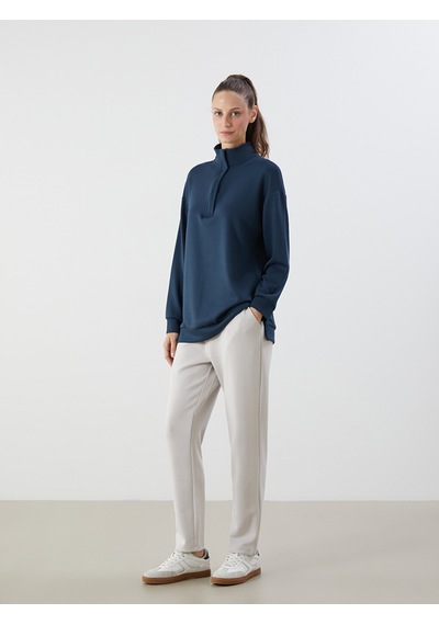 Lcwaıkıkı Classic Lacivert Dik Yaka Kadın Sweatshirt Tunik