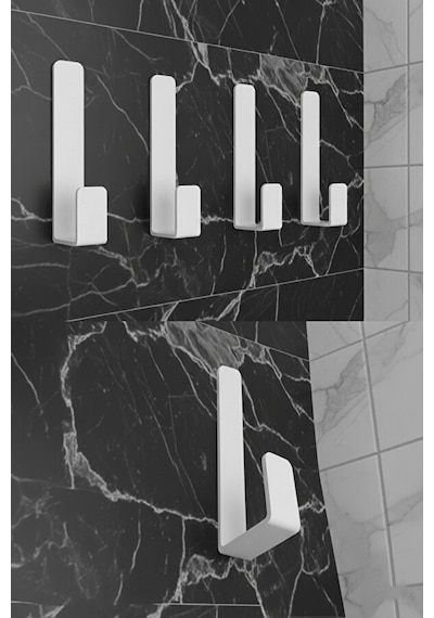 5 Li Metal Askı Seti Duvar Tipi Mini Askılık, Kapı/banyo/mutfak Askısı Beyaz Siyah