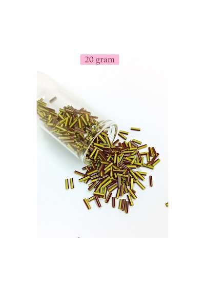 Uzun Boru Kesme Boncuk Çap 2mm Uzunluk 10 Mm - 20 Gram - Koyu Kırmızı Sarı - Bnc258
