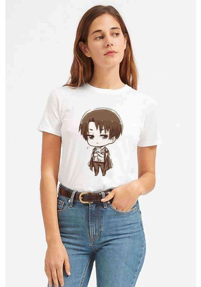 Anime Attack On Titan Baskılı Beyaz Kadın Tshirt (534816905)