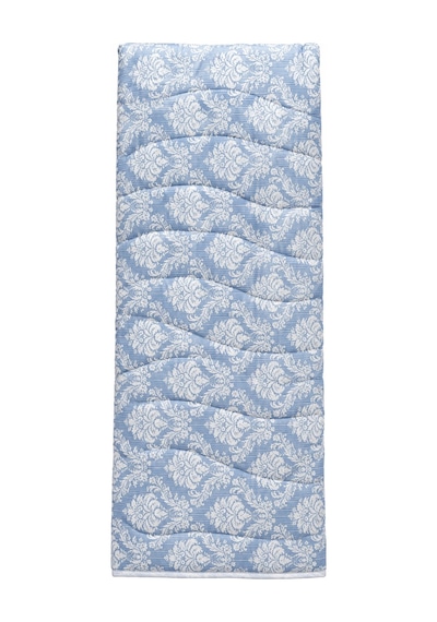 Manolya Pamuklu Çok Amaçlı Tek Kişilik Pike, Yatak Ört 155x220 - Mavi Damask