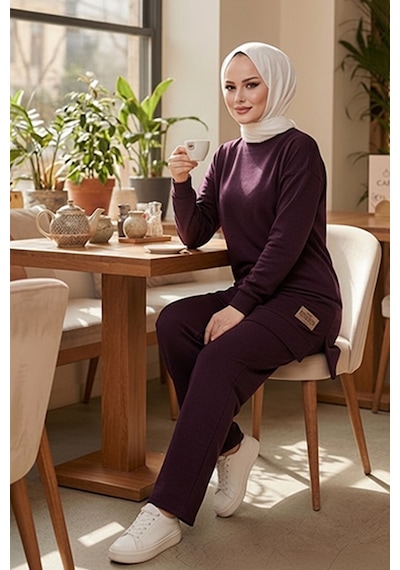 Bestenur Arma Detaylı İkili Takım 1730 - Mürdüm