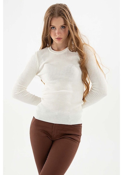 Fashion Friends Kadın Fitilli Bisiklet Yaka Kazak 23k0290k1 Ekru