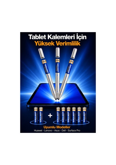 Aaaa Pil 1.5v Alkalin Tablet Kalemi Pili Lenovo Huawei Asus Dell Surface Pro Uyumlu 8'li Ekonomik Paket Yeni Tarih 2029