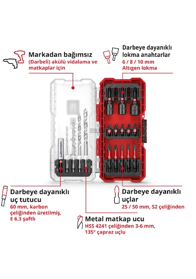 Einhell S-CASE 18 Parça Vidalama Ucu Seti - 49108709
