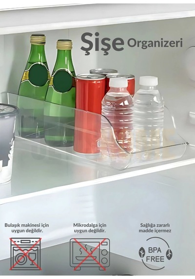 Jet's Home Şişe Organizeri Bpa Free Buzdolabı Düzenleyici Darbeye Dayanıklı Kutu Organizeri Şeffaf