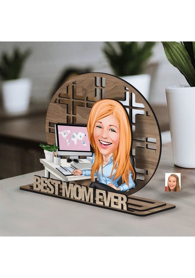 Bk Gift Kişiye Özel 3 Katmanlı Anne Karikatürlü Ahşap Biblo-18 Anneye Hediye, Anneler Günü Hediyeleri Kobitmeyen138174 Bk Gift