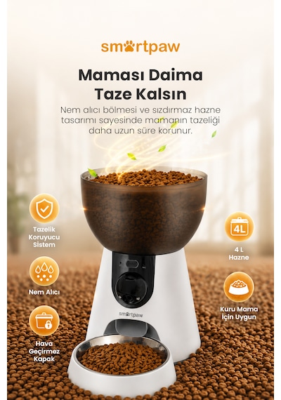 Smartpaw Fresh Feeder Ultra Kameralı Akıllı Otomatik Mama Kabı Distribütör Garantili