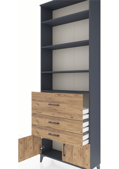 Arges Dolap 3 Raflı 2 Kapaklı Tek Askılı 88x30x243 Antrasit-çam Antrasit