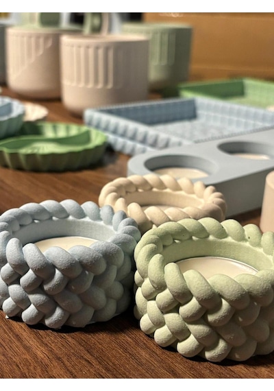 Bernami Mum Pinterest Tekli Tealight Mumluk Beton Örgü Desenli Diğer