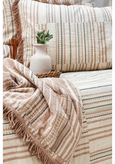 Şaheser Home Collection Yatak Örtüsü Çift Kişilik Müslin Lia Kiremit Renkli