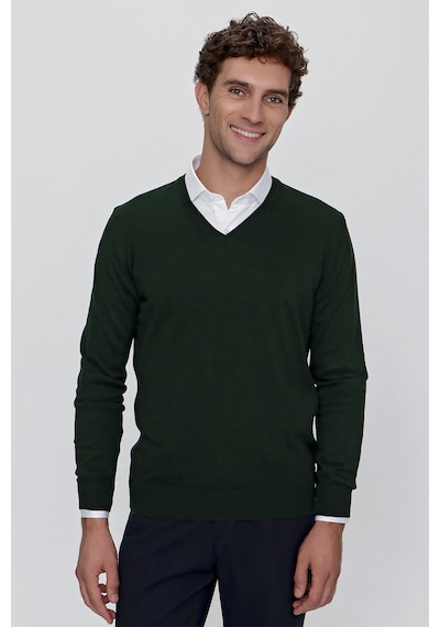 Morven Basic Dinamik Fit Rahat Kesim V Yaka Triko Kazak 99kc017004710 Haki