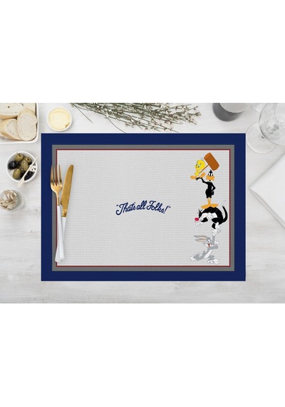 Adawall Home That's All Folks Kumaş Amerikan Servis 4'lü Set 35x5 Çok Renkli
