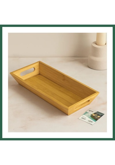 Bezos Bambu Sunum Tepsisi 16x35x4.5 Cm Çift Kulplu Bzs01