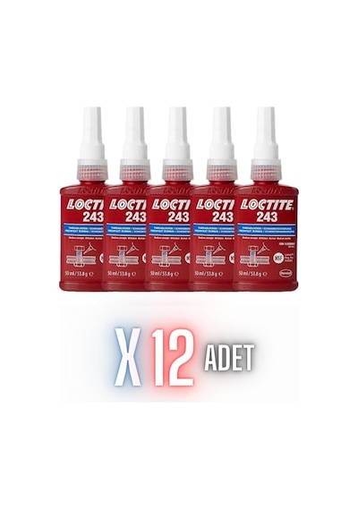 LOCTİTE 243 - 50ML | VİDA GEVŞEMEZLİK | ORTA MUKAVEMET             12 ADET
