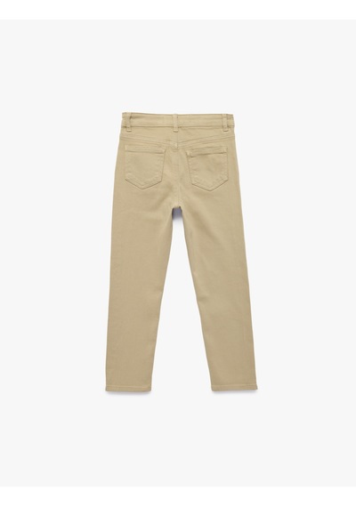 Koton Pamuklu Cep Detaylı Düz Paça Denim Pantolon Bej 6skb40040td Ekru