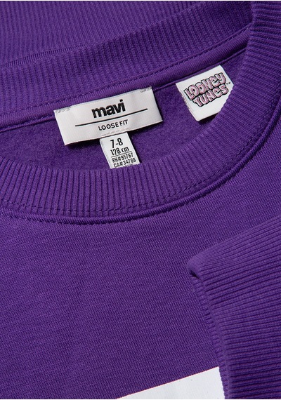 Mavi - Tweety Baskılı Baskılı Mort Sweatshirt 7s10073-70633 Mor
