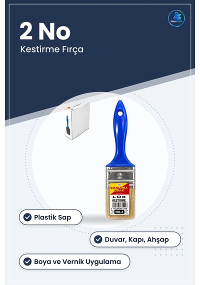 Kestirme Boya Fırçası 2 No Plastik Saplı Duvar Boyama Vernik Ve B