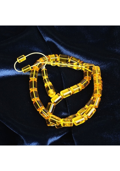 Osmanlı Ateş Kehribar Eski Heykel Obje Kesme Kesim 7x10.5mm Tesbih Açık Sarı
