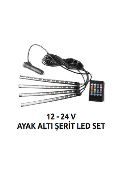 Fully Luxury,rgb Ayak Altı Ses Duyarlı Araç İçi Aydınlatma Ledi 4 Çubuk Kumandalı