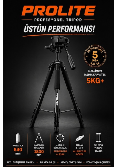 180 Cm Tripod Dslr Telefon Gopro Teleskop Telefon Projeksiyon Uyumlu Canon Nikon Sony Fujifilm İçin