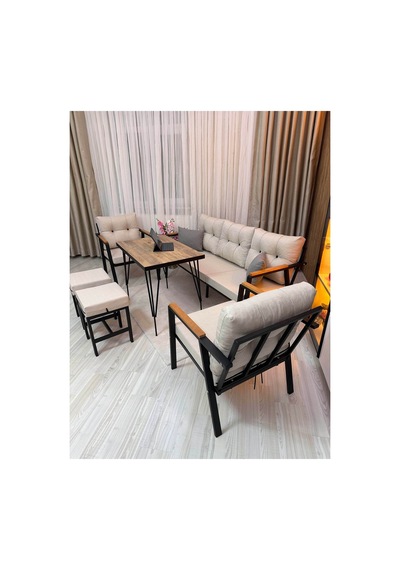 Houseart Lale Balkon, Bahçe - Cafe , Teras , Metal Kanepe Koltuk Takımı ,çay Seti 3+1+1+ 2 Puf Yemek Masası Krem Houseart Lale Balkon, Bahçe - Cafe , Teras , Metal Kanepe Koltuk Takımı ,çay Seti 3+1+1+ 2 Puf Yemek Masası Krem