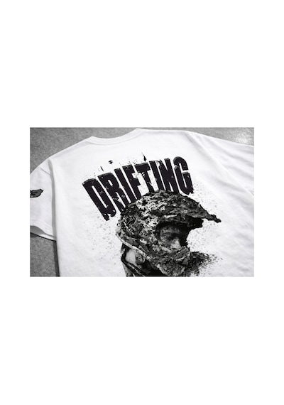 Yolo Street Oversize Unisex Drift Racing Baskılı Siyah Tişört %100 Pamuk Streetwear Beyaz