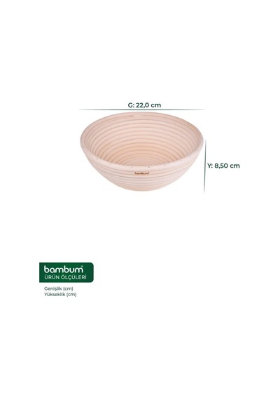 Bambum Puder - Ekmek Mayalama Sepeti Yuvarlak 22 Cm Ahşap