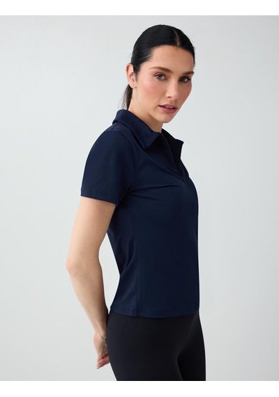 Jimmy Key Lacivert Dar Kesim Kısa Kollu Polo Yaka Örme Bluz 6sw036580494