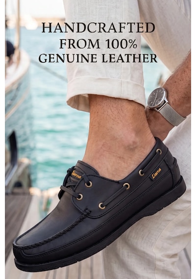 Blue Boy Marina Siyah Hakiki Deri Lüks Erkek Tekne Ayakkabısı, Makosen, Loafer Ve Casuall Ayak...