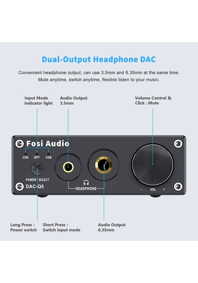 Fosi Audio DAC-Q5 Hifi 2.0 Mini Stereo Kod Çözücü