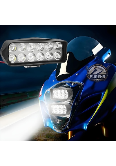 12 Led Motosiklet Farları Parlak Beyaz Işık 15000 Lümen Led Scooter Spot Işığı Motosiklet Sis Lambası