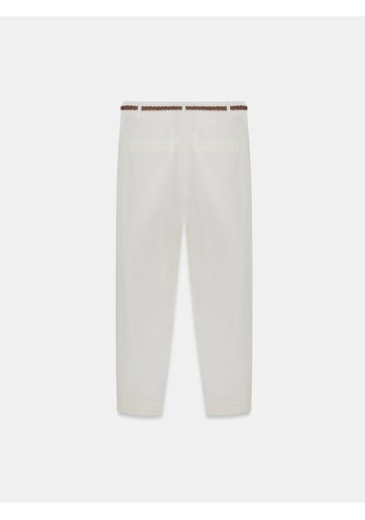 Dilvin 72664 Kemerli Chıno Pantolon-beyaz