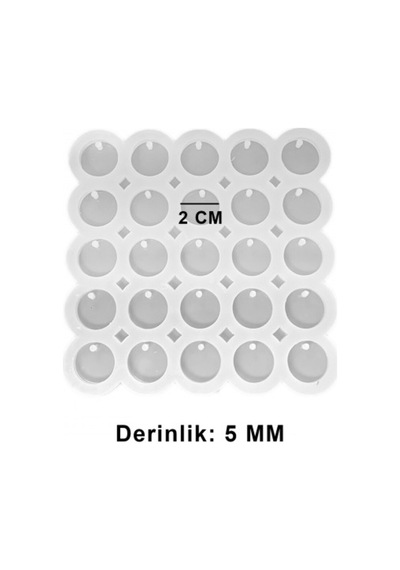 Epoksi Silikon Kalıp Anahtarlık Daire Yuvarlak Delikli Kolye Küpe Kalıp 2 Cm 25 Li Şeffaf