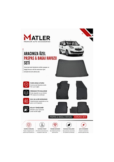 Opel Combo 2013 Model 4d Ekstra Havuzlu Paspas Ve Bagaj Havuzu Set
