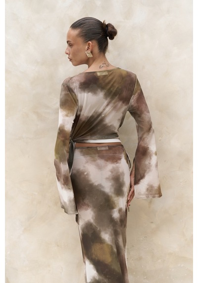 Mai Collection Mai Studios Co. Pnaisyonist Uzun Kol Yeşil Crop Etek Takım Yeşil