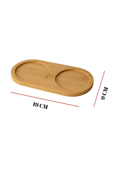 Bambu Yağdanlık Altlığı Çift Yuvalı 9x19 Cm Ahşap