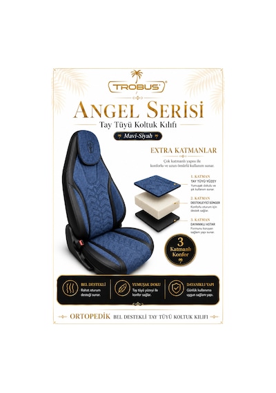 Seat Leon 2005 Ve Sonrası Uyumlu Angel Serisi Tay Tüyü Koltuk Kılıfı Mavi Siyah 05756313