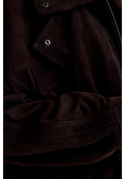 Oversize Bayan Süet Deri Ceket Vb-9-bk-2858-24126 Kahverengi