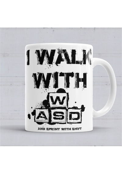 I Walk With Wasd Klavye Kupa Bardak Porselen Karışık