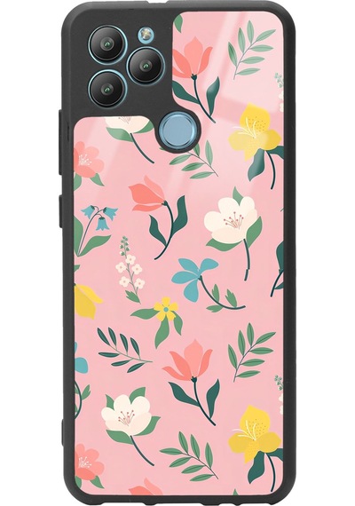 General Mobile Gm 22 Plus Pinky Flowers Tasarımlı Glossy Telefon Kılıfı Çok Renkli