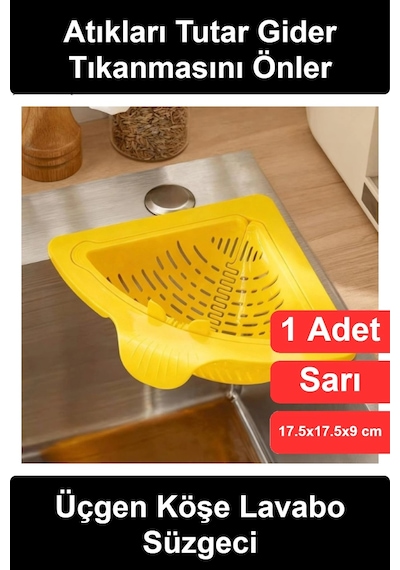 Lavabosüzgeci Üçgen Köşe Lavabo Süzgeci Mutfak Banyo Evye Organizer Atık Filtresi Sebze Meyve Yıkam
