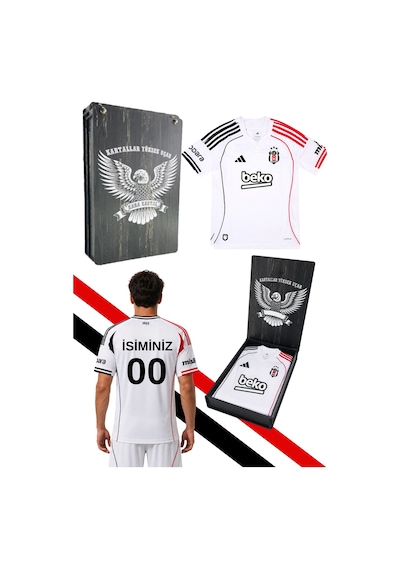 Lisanslı Adidas Beşiktaş Forma 25-26 Sezon Beyaz Forma Lazer Veya Uv Kutulu Kişiye Özel