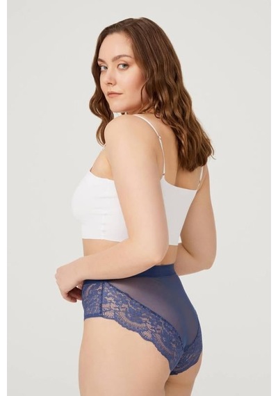 Cottonhill Dantelli Arkası Transparan Büyük Beden Bikini Külot 3'lü Paket-2 Çok Renkli 3