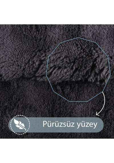 Bubble Antrasit Büyük Banyolar İçin 2'li Banyo Paspas Seti Kaymaz Tabanlı Yıkanablir Klozet Takımı Antrasit
