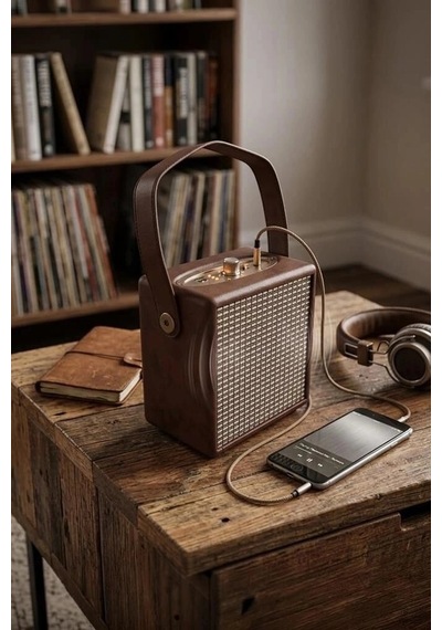 Özel Seri Torima Bluetooth Hoparlör Wooden Case X2 Siyah Piknik Ofis Nostaljik